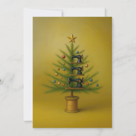 Cartão De Festividades Máquinas de costura árvore de Natal Feliz Natal