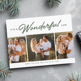 Cartão De Festividades Maravilhosa vida três fotos verde Natal