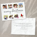 Cartão De Festividades Marble Cardinal Script Photo Collage Natal<br><div class="desc">Mande amor para a família e amigos com este cartão de feriado fotográfico.</div>