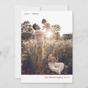 Cartão De Festividades Marcador Mínimo Moderno MERRY Vermelho Vertical