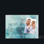 Cartão De Festividades Marcos de Natal turcos e saudações ao chic moderno<br><div class="desc">Turquesa quente tropical aquarela de natal e saudações ao moderno e elegante cartão de feriado design. Elegante design azul e coral-marinho.</div>