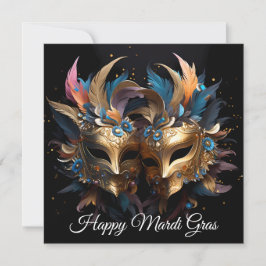 Cartão De Festividades Mardi Gras, Carnaval de Máscara de Veneza Dourada