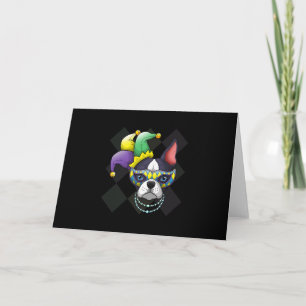 Cartão De Festividades Mardi Gras Dog Shirt Funny Boston Terrier Lover