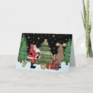 Cartão De Festividades Maré-branca-alce-alce e Natal-Papai noel