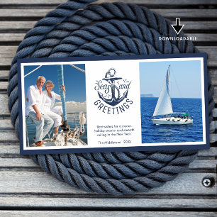 Cartão De Festividades MARÉS E SAUDAÇÕES Foto Náutica de Natal Âncora