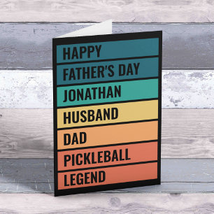 Cartão De Festividades Marido Pai Lenda do Pickleball Retro Dia dos Pais