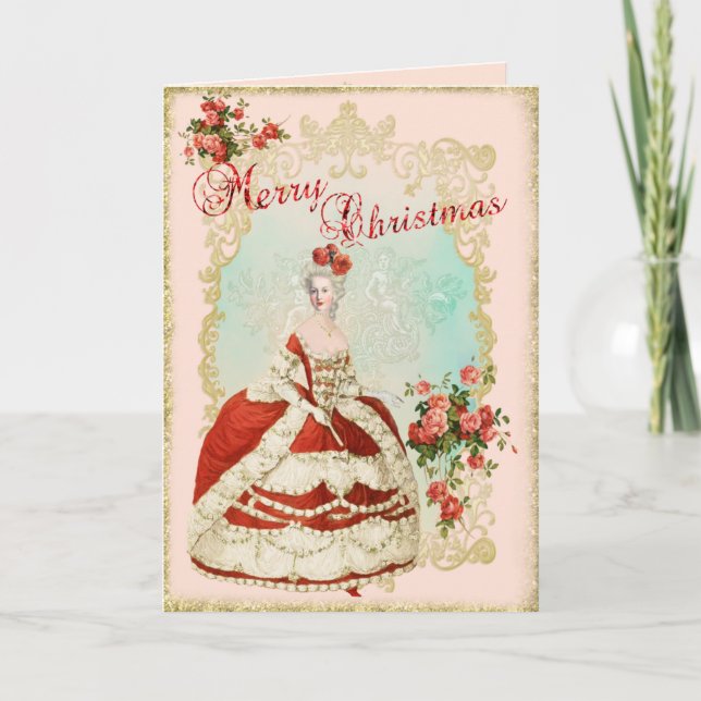Cartão De Festividades Marie Antoinette  Greeting Card Christmas Rose (Frente)