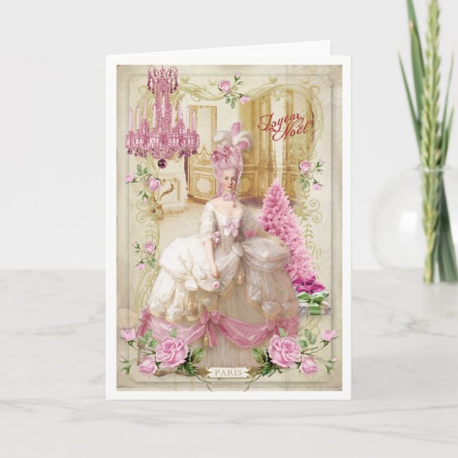Cartão De Festividades Marie Antoinette  Versailles Pink Christmas Card (Frente)