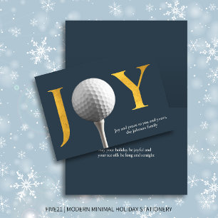 Cartão De Festividades Marinho Azul de Golfe Moderno Joy & Peace Foled Na