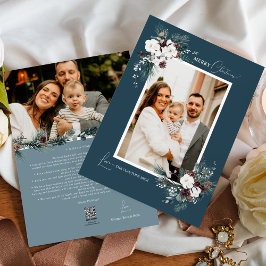 Cartão De Festividades Marinho Azul Verde Natais vintages Duas Fotografia