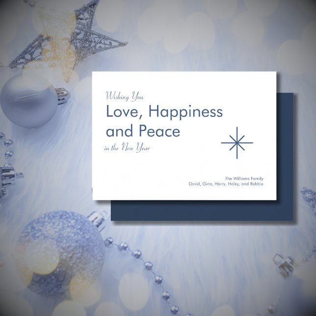 Cartão De Festividades Marinho clássico 2026 - Ano Novo Azul (Criador carregado)