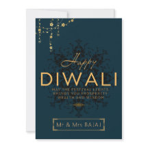 Marinho e ouro personalizáveis para o Happy Diwali