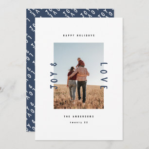 Cartão De Festividades Marinho mínimo moderno branco 1 feriado fotográfic