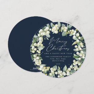 Cartão De Festividades Marinho Round Snowberry+Eucalyptus Christmas Wreat