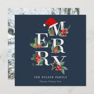 Cartão De Festividades Marinho Vermelho Verde Branco Feliz Foto de Natal