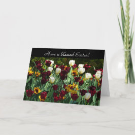 Cartão De Festividades Maroon e Tulipas Amarelas Palidez Colorida
