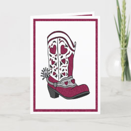 Cartão De Festividades Maroon Heart Patterned Boot
