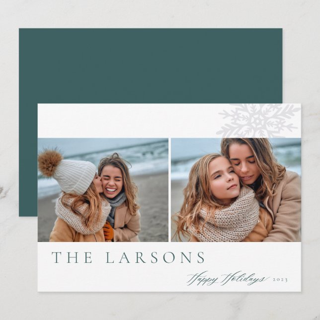 Cartão De Festividades Marquee da Família | Feriados Felizes Duas Fotogra (Frente/Verso)