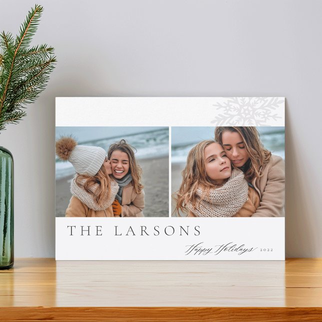 Cartão De Festividades Marquee da Família | Feriados Felizes Duas Fotogra (Criador carregado)