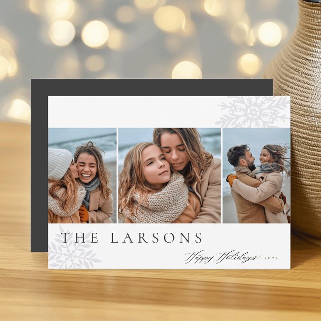 Cartão De Festividades Marquee da Família | Feriados Felizes Três Fotogra (Criador carregado)