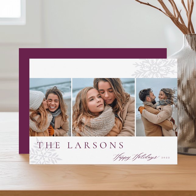 Cartão De Festividades Marquee da Família | Feriados Felizes Três Fotogra (Criador carregado)