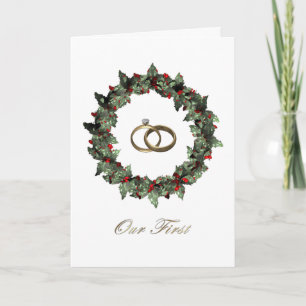 Cartão De Festividades Married 1st Christmas Card - Holly