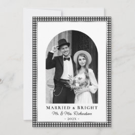 Cartão De Festividades Married and Bright Newlywed Photo Black White 