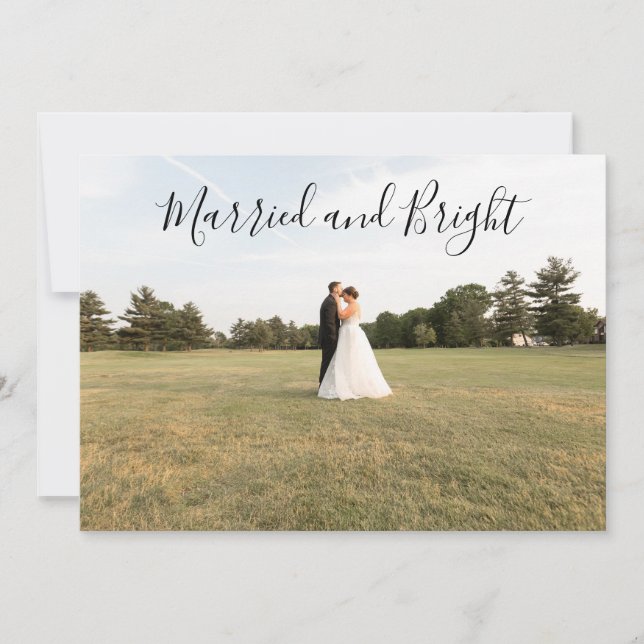 Cartão De Festividades Married and Bright Photo Christmas Card (Frente)