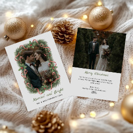 Cartão De Festividades Married and Bright Photo Christmas Holiday Card