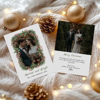 Cartão De Festividades Married and Bright Photo Christmas Holiday Card