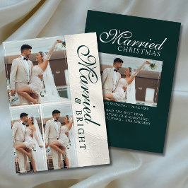 Cartão De Festividades Married and Bright Photo Grid Newlywed