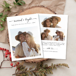 Cartão De Festividades Married + Bright Modern Christmas 3 Photo Newlywed