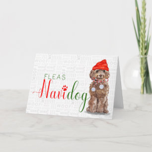 Cartão De Festividades Marrom Cockapoo Engraçado Fleas Navidog Natal