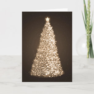 Cartão De Festividades Marrom Dourado Elegante de Árvores de Natal