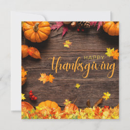 Cartão De Festividades Marrom e Laranja Elegante Feliz Dia de Ação de Gra