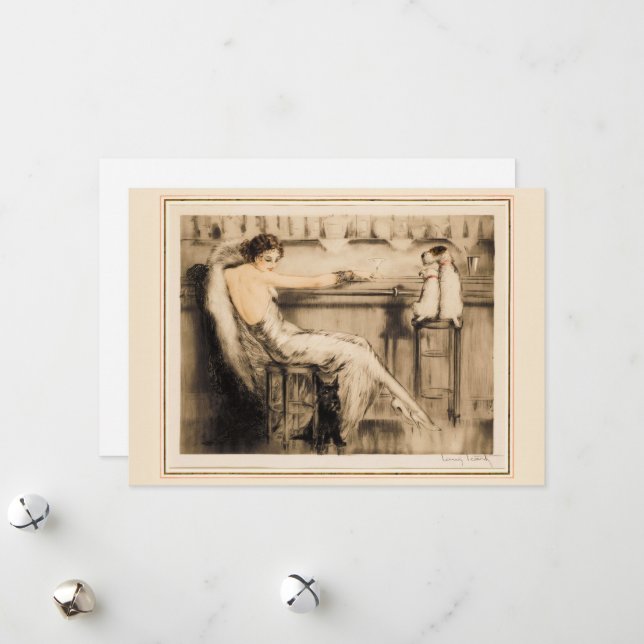 Cartão De Festividades Martini por Louis Icart (Frente/Verso In Situ)