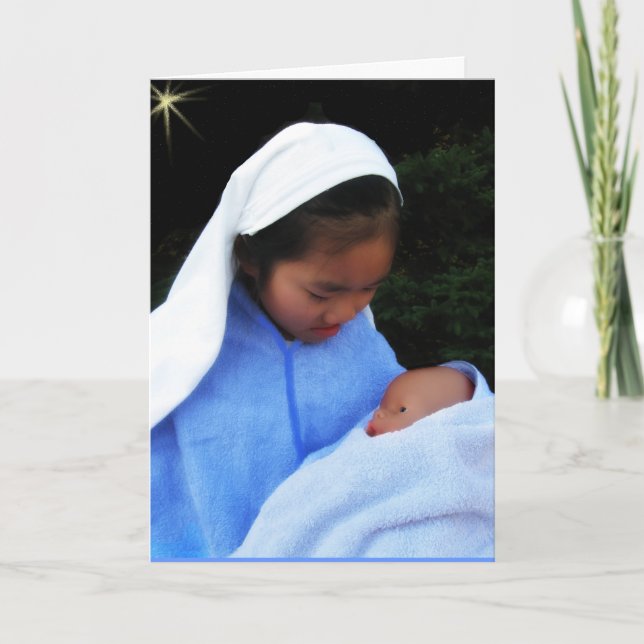 Cartão De Festividades Mary e bebê (Frente)