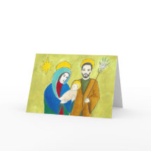 Mary, Joseph and baby Jesus Christmas card.