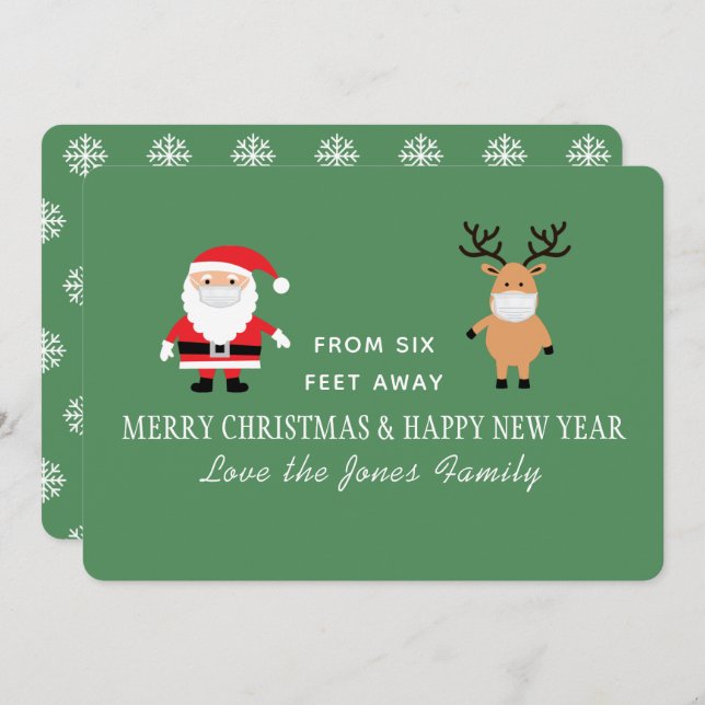 Cartão De Festividades Máscara de Natal Fofo & Rena de Natal (Frente/Verso)