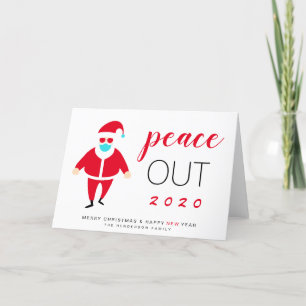 Cartão De Festividades Máscara de Papai Noel Paz em 2020 Natal Divertido