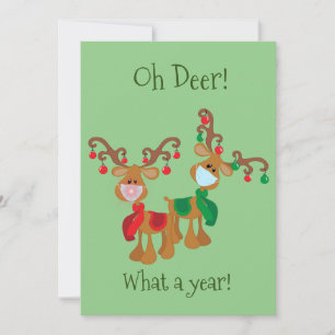 Cartão De Festividades Máscara Facial de Rena de Natal OH Deer 2021