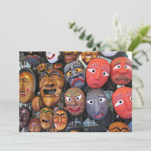 Cartão De Festividades Máscaras Tradicionais Coreanas para Desempenho