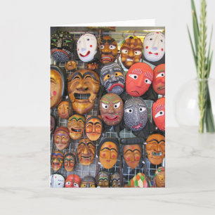 Cartão De Festividades Máscaras Tradicionais Coreanas para Desempenho  
