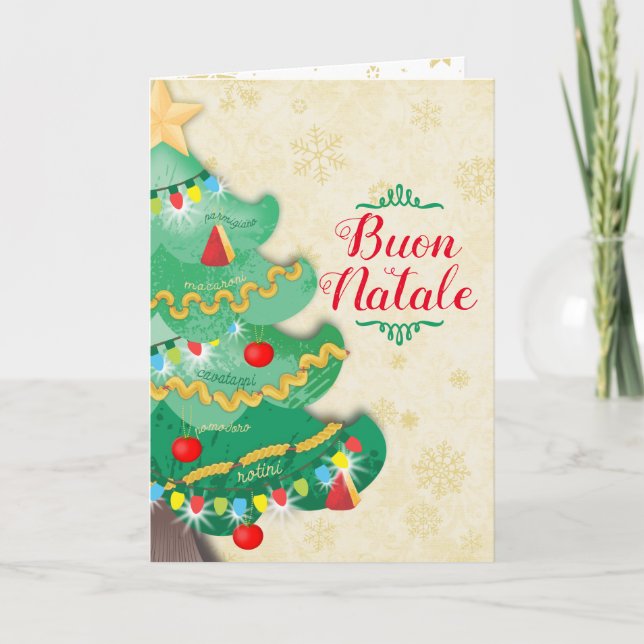 Cartão De Festividades Massas comidas italianas Chef de cozinha de árvore (Frente)