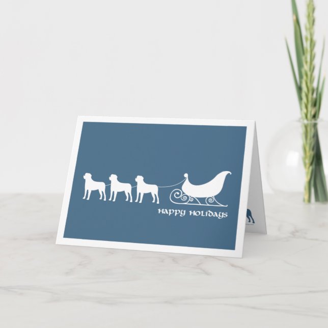 Cartão De Festividades Mastiffs que puxam o trenó do papai noel (Frente)