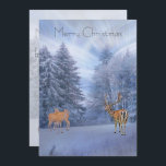 Cartão De Festividades Mata de inverno mágica com cervo, natal<br><div class="desc">Para seus Cartões de natal! Floresta de inverno mágica com neve e veados - uma delicada e romântica design de inverno. Projetado por Marions Trabalho de arte. Alterar Texto / adicioná-lo a outros produtos!</div>