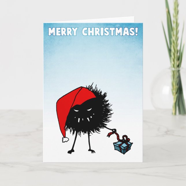 Cartão De Festividades Mau Natal Abertura do Inseto Presente (Frente)