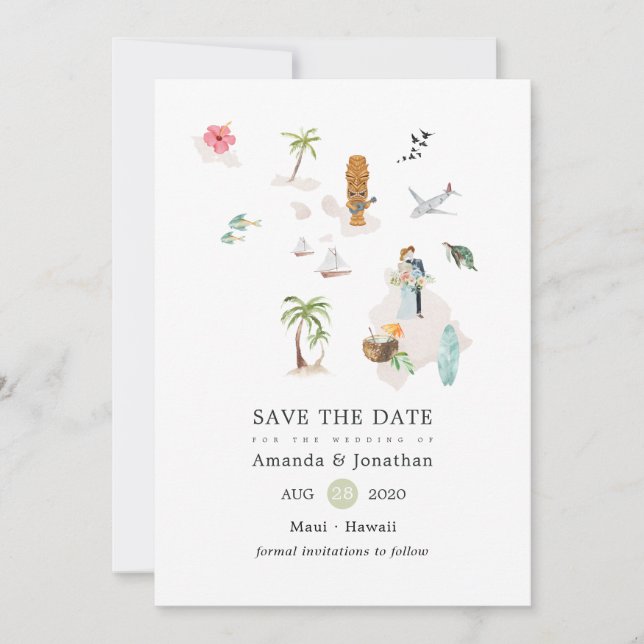 Cartão De Festividades Maui - Casamento de Destino do Havaí (Frente)