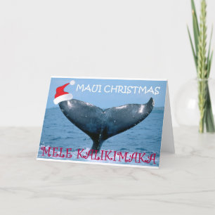 CARTÃO DE FESTIVIDADES MAUI CHRISTMAS "MELE KALIKIMAKA" WHALE TAIL CARD