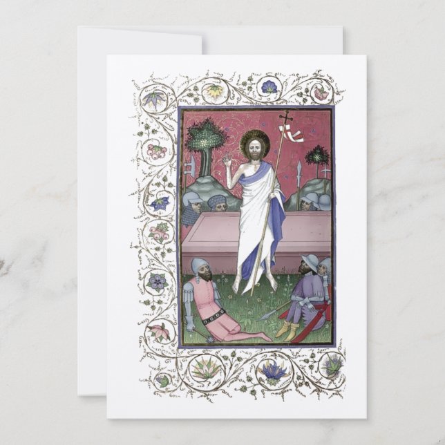 Cartão De Festividades Medieval 1439 Ressurreição da Páscoa Cristo (Frente)